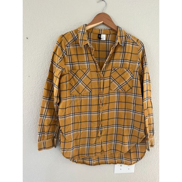 H&M Divided Mustard Yellow Flannel Womens Size 8 - Picture 1 of 3
